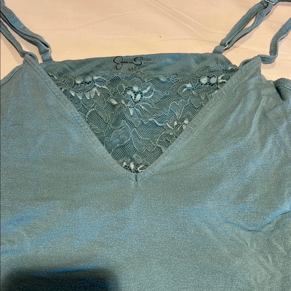 Elegant Teal Lace Nursing Tank Top